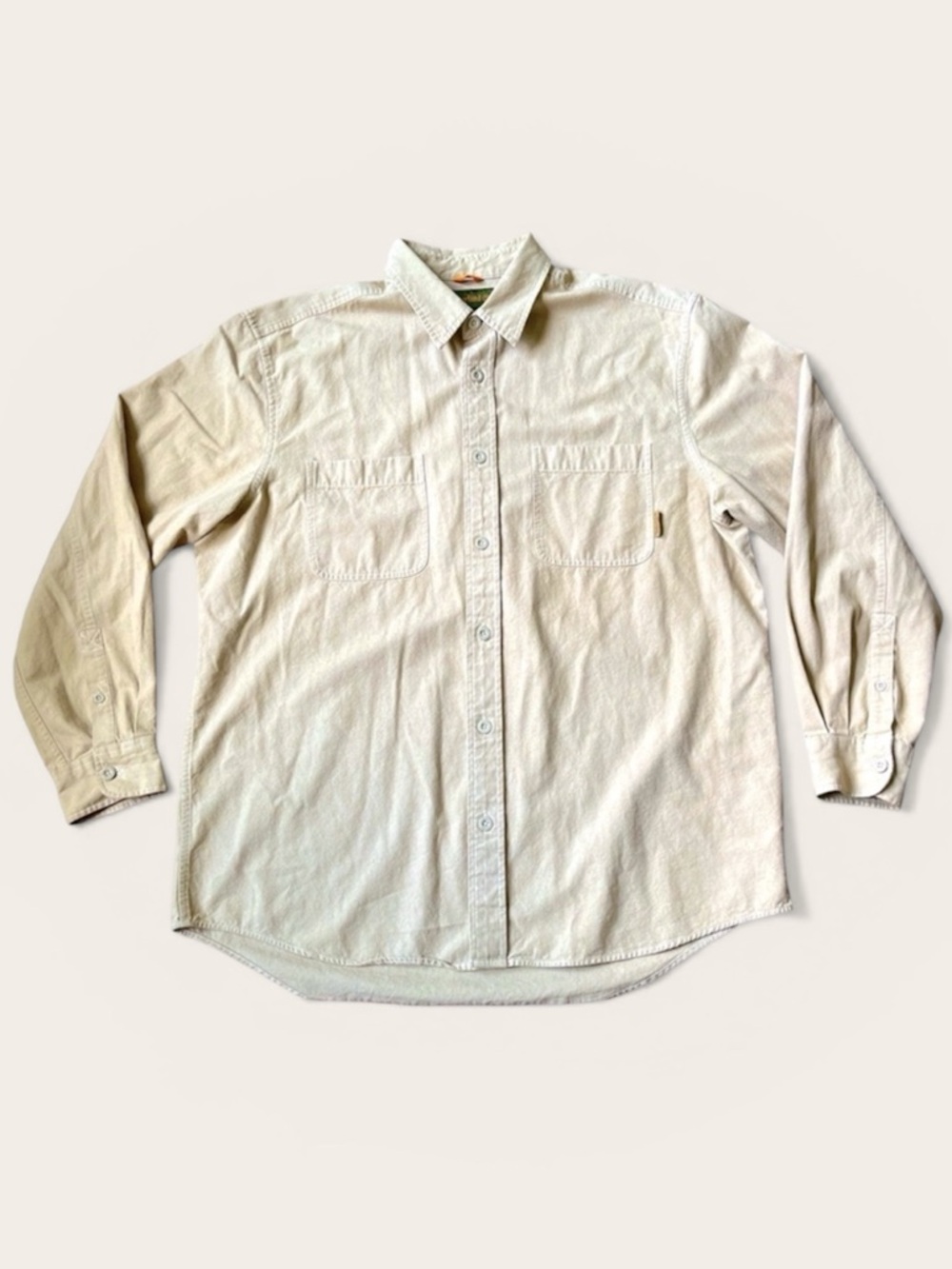 Timberland button up shirt cotton canvas beige XL long sleeve cabincore academia
